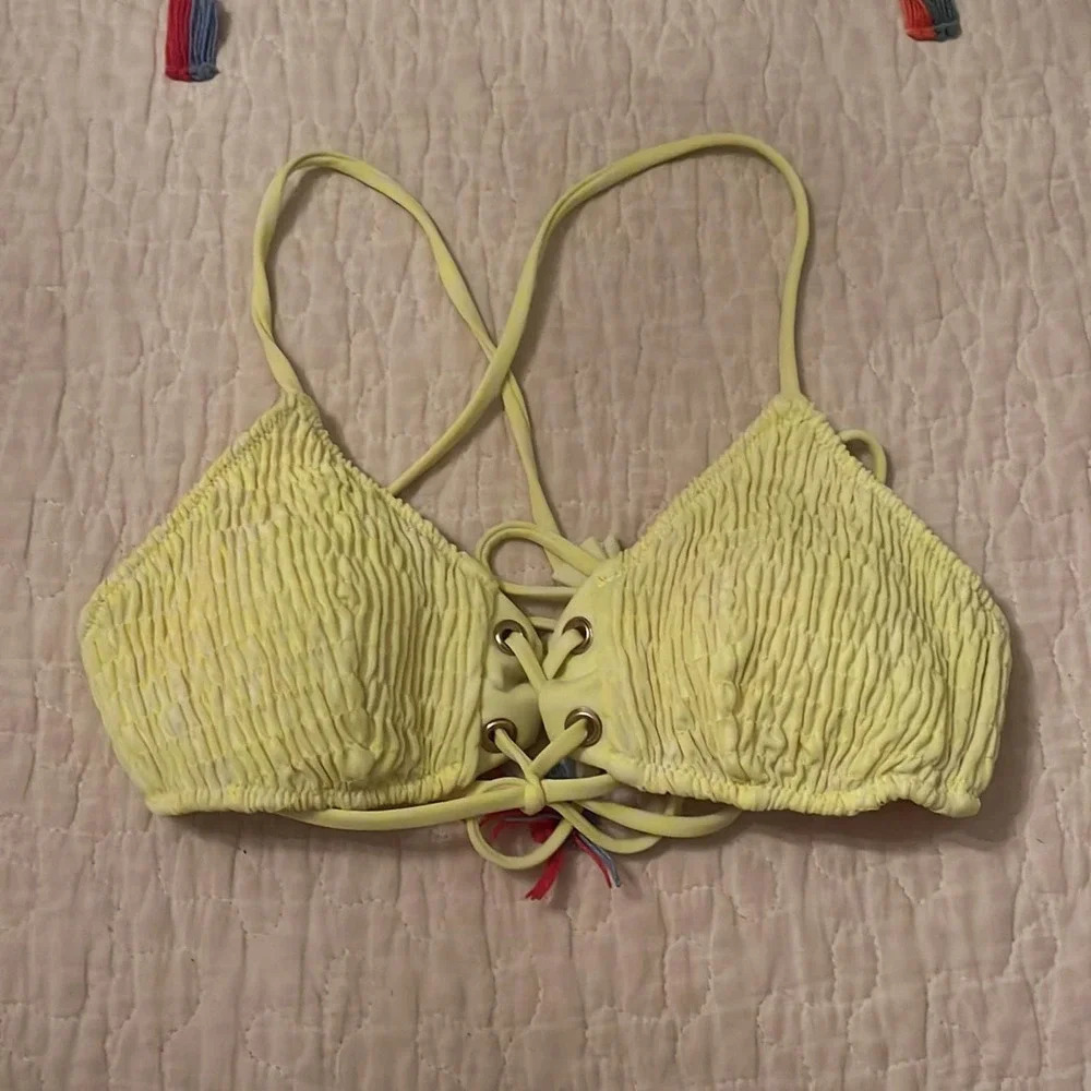 Victoria's Secret Padded Lace Bikini Top Neon Yellow Size XS